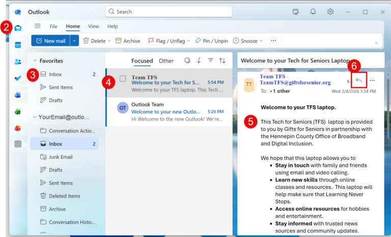 Access your Tech for Seniors Emails