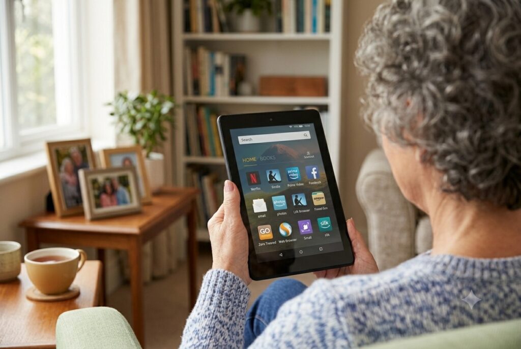 A woman decides which apps she will use today.